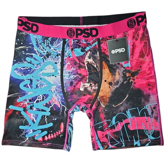 PSD Underwear Kings Men’s Boxer Briefs Size XL 7” Dog Graffiti Art Graphic New - Picture 1 of 6